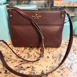 kate spade New York Pebbled Leather Crossbody Bag in Maroon/Burgundy
